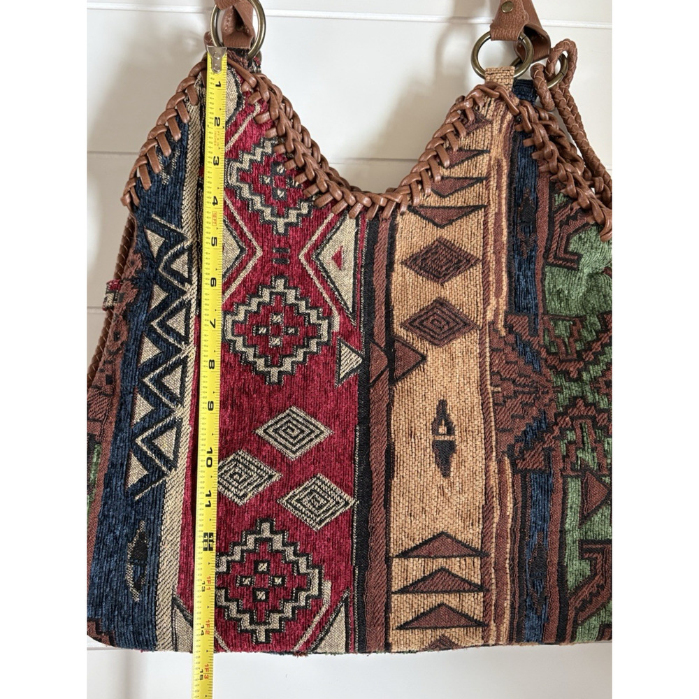 Southwestern Tapestry Hobo Bag Woven Fringe Boho Aztec Slouchy Handbag Purse - Picture 15 of 16